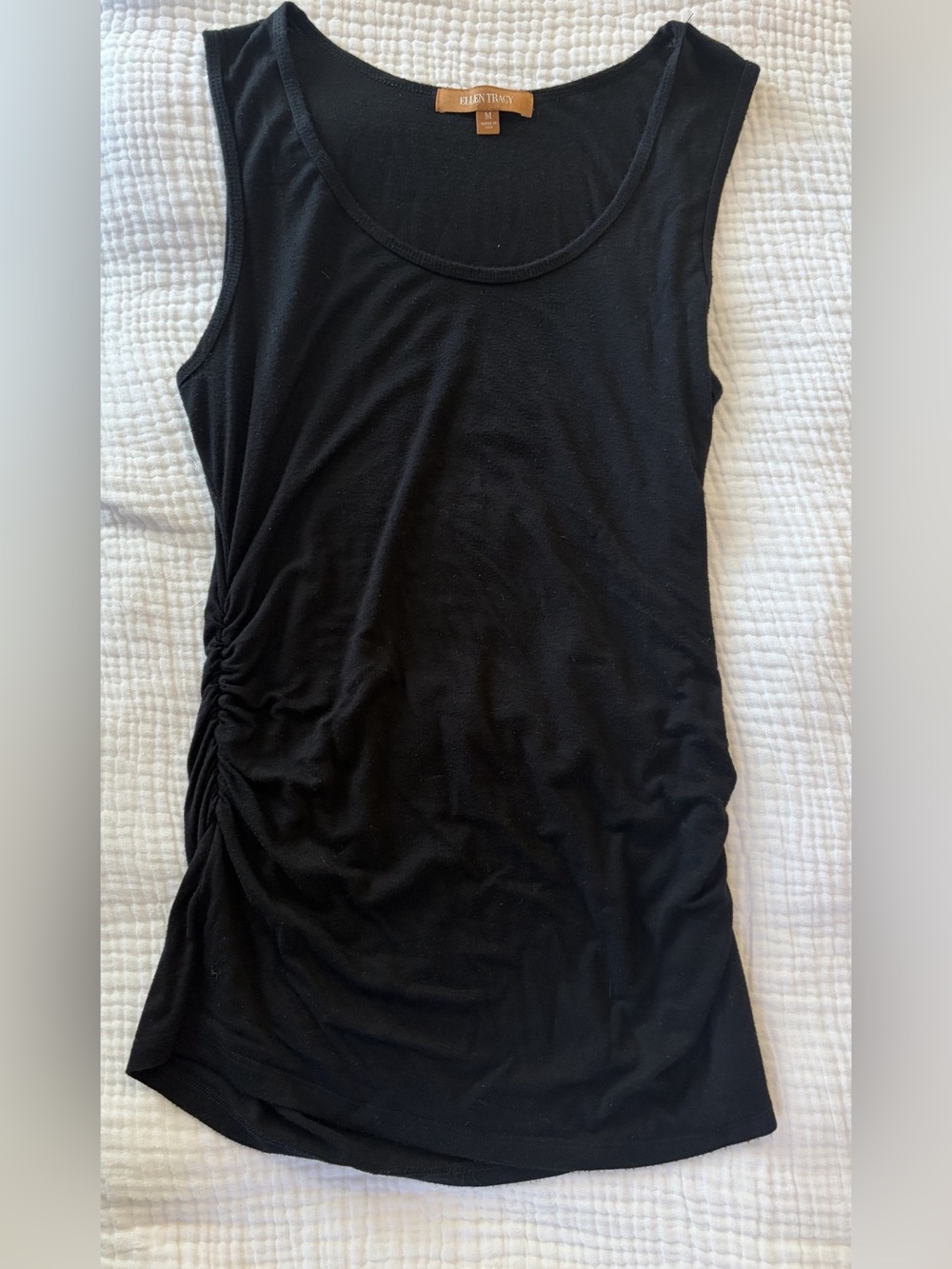 Ruched Black Tank Top Size Medium